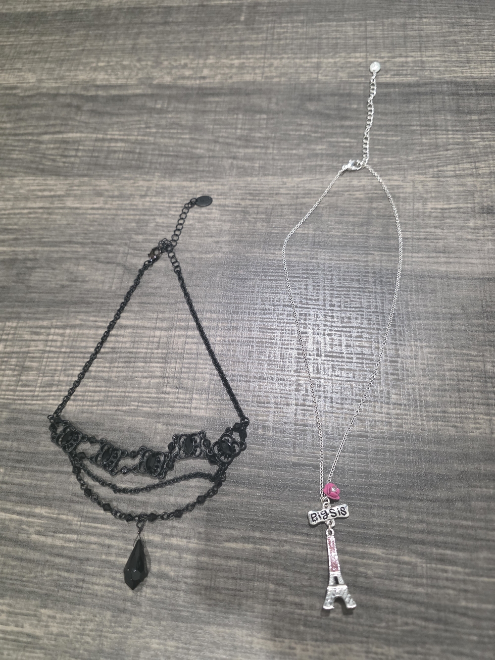 Claire's Silver Eiffel Tower 'Big Sis' Necklace with Pink and Silver Accents